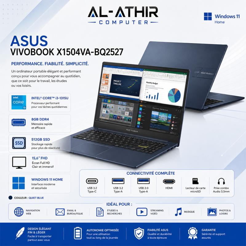 Asus VivoBook X1504VA Intel Core i3-1315U | 8GB DDR4 | 512GB | 15,6