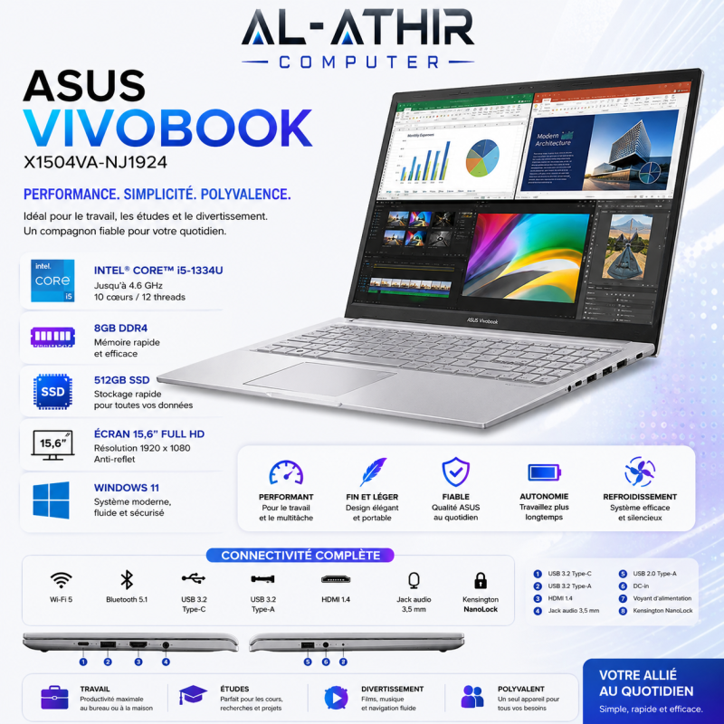 Asus VivoBook X1504VA Intel Core i5-1334U | 8GB DDR4 | 512GB | 15,6