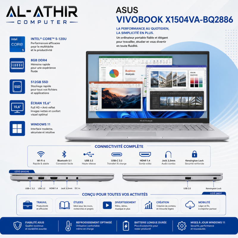 Asus VivoBook  Intel Core 5-120U | 8GB DDR4 | 512GB | 15,6