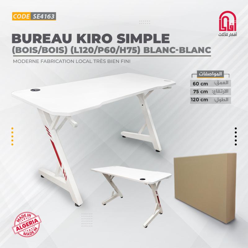 Bureau Gaming KIRO SIMPLE (BOIS/BOIS) (L140/P63/H75) (Blanc-Blanc)