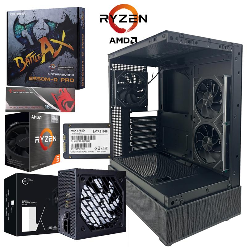 Unite Gamer AMD 5650G/CM B550MT /DDR4 16G 3200Mhz/SSD 512GB /PSU 550W/Case PHANTOM full Black plus 3Pcs Fans M42-12cm ARGB