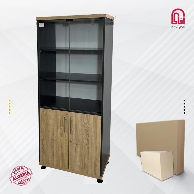 Armoire MDF Vitre (L80/H186/P40cm) sonoma-Gris Fonce