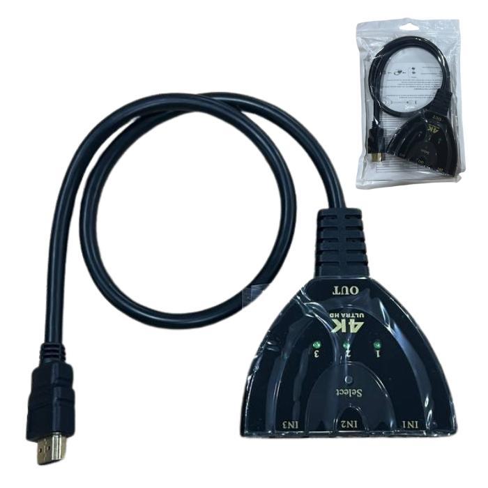 Adaptateur HDMI Mâle vers 3 HDMI Femelle Switcher 4K