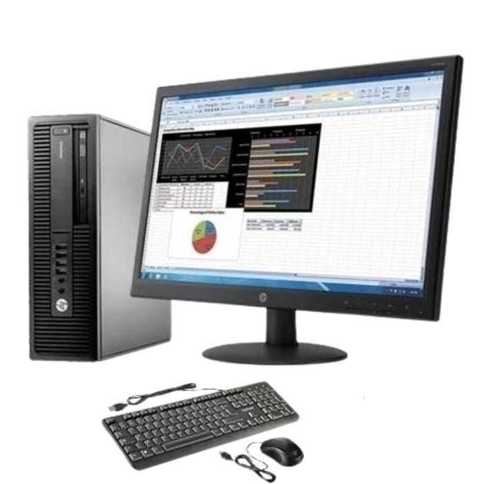 PC DE BUREAU HP ELITDESK 800 G1 I5-4em/DDR3 8G/SDD 256G/DVD RW/ECRAN HP 24" /clavier +souris