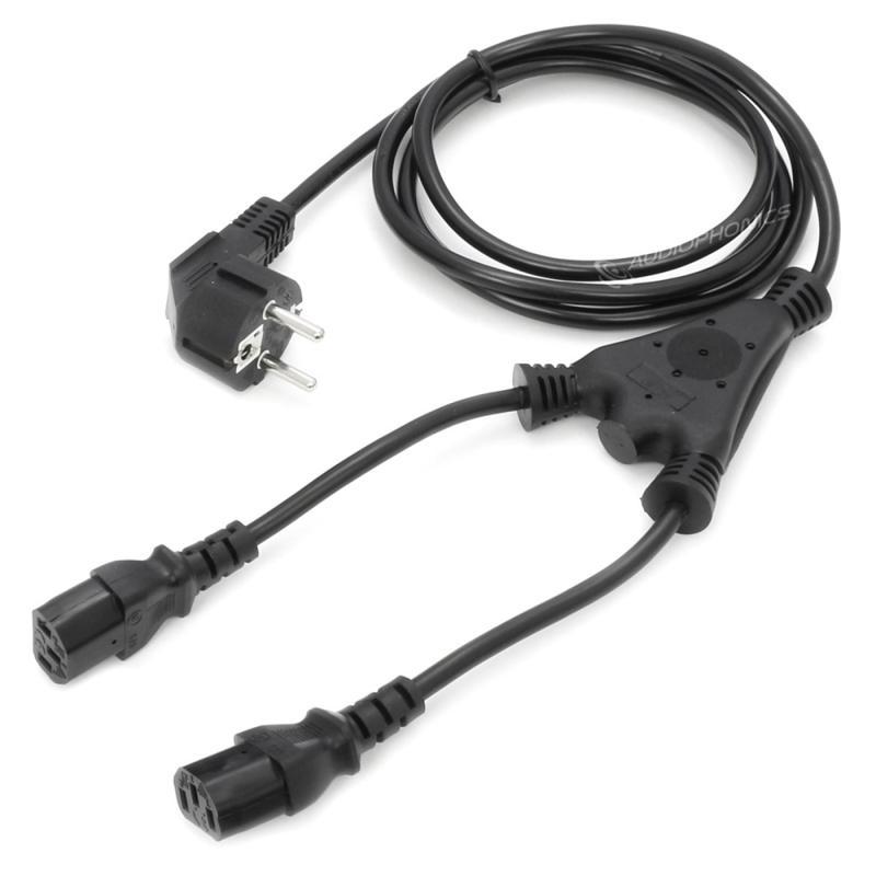 Cable alimentation angulaire vers double C13 femelle 1.15m