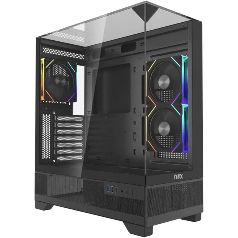 Boitier Gamer NOX ASPIRE GLASS EDITION Black plus 3Pcs Fans M42-12cm ARGB