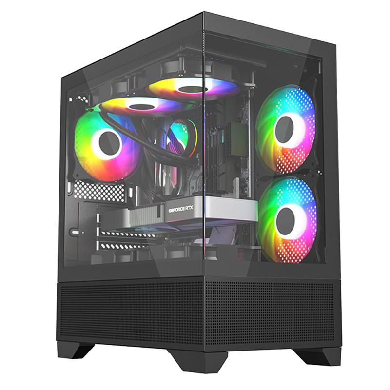 Boitier Gamer NOX RAVEN full Black plus 3Pcs Fans M31-12cm ARGB
