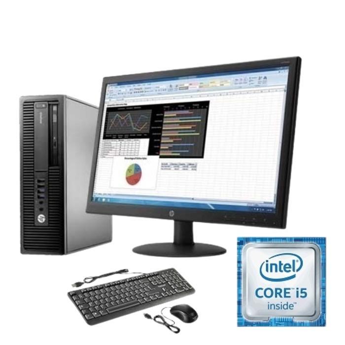 PC DE BUREAU TOUR HP ELITDESK 800 G1 I5-4em/DDR3 8G/SDD 256G/DVD RW/ECRAN HP 21.5" /clavier +souris
