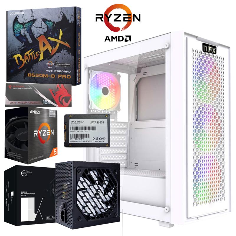Unite Gamer AMD 5650G/CM B550MT /DDR4 16G 3200Mhz/SSD 256GB /PSU 550W/Case NEXUS full White plus 4Pcs Fans RGB