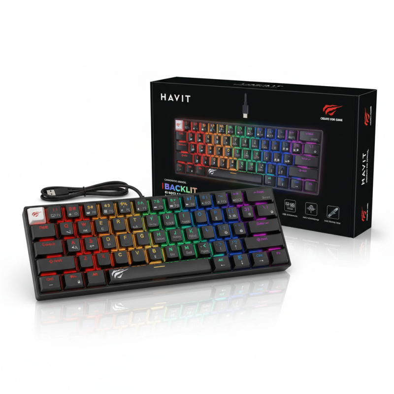 CLAVIER HAVIT MECANIQUE KB-903L BLACK- RED-SW 60%