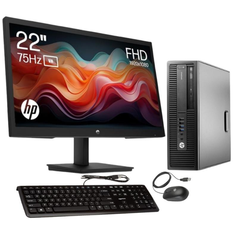 PC DE BUREAU SFF HP ELITDESK 800 G2 I5-6eme/DDR4 8G/SSD 256G/DVD RW/ECRAN HP 21.5" /clavier +souris