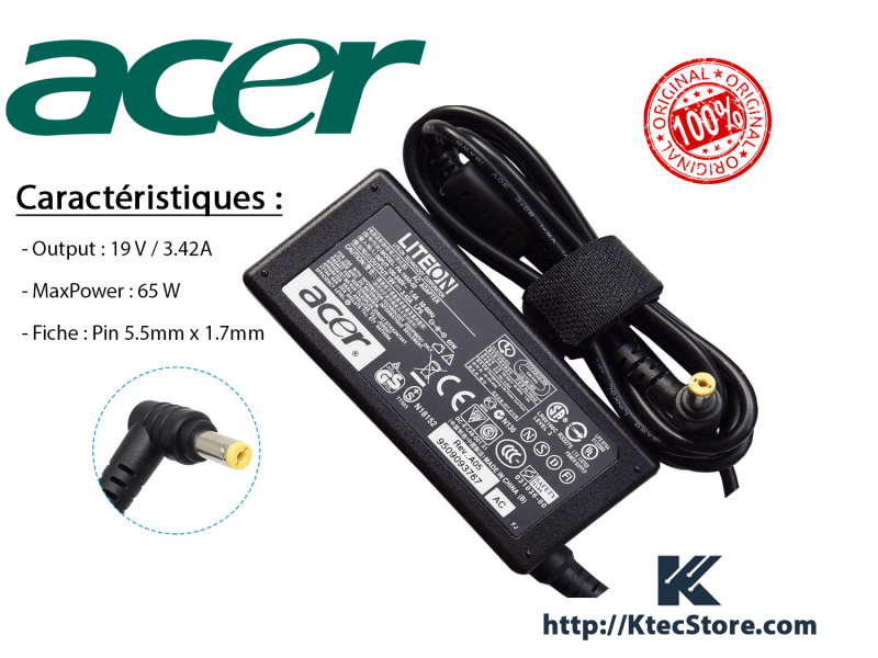 Chargeur Laptop ACER 19.V/3.42 5.5*1.7mm 0786