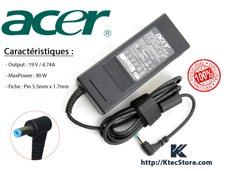 Chargeur Laptop ACER 19.V/4.74 5.5*1.7mm 4442