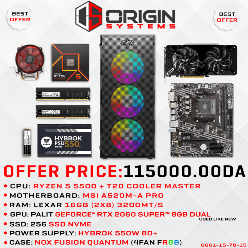 Config Pc Gamer RYZEN 5 5500 / 16gb Ram / RTX 2060 SUPER