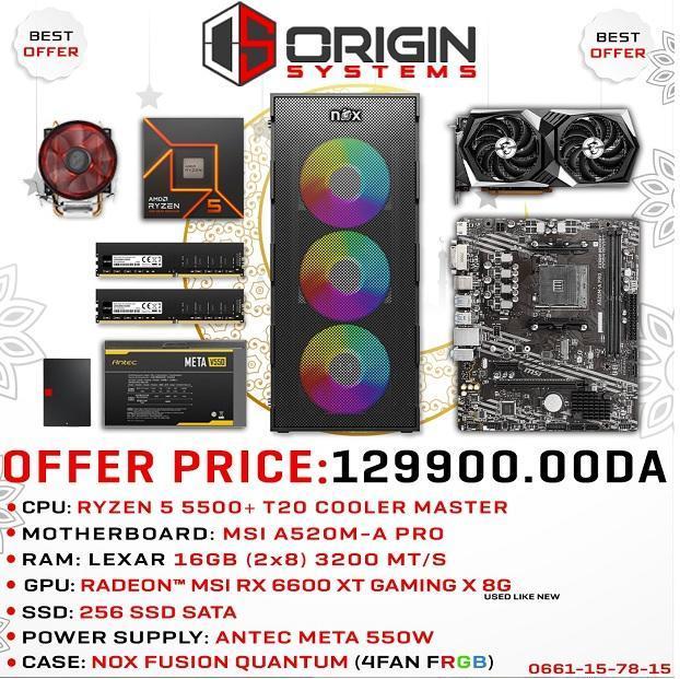 Config Pc Gamer AMD R5 5500+T20 / 16gb Ram /SSD 256 / RX 6600xt 8GB