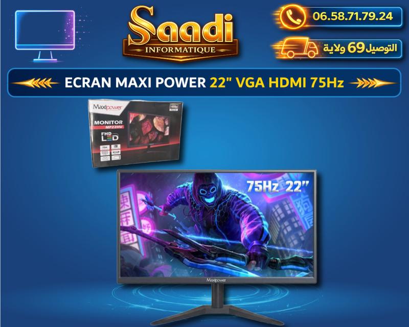 ECRAN MAXIPOWER 22" VGA/HDMI 75Hz