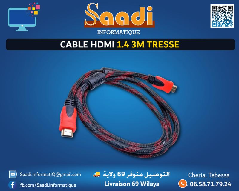 CABLE HDMI 1.4 3M TRESSE
