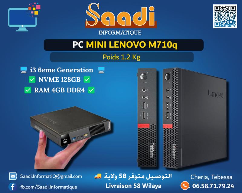 PC MINI LENOVO M710Q i3 6EME / RAM 4GB / SSD 128GB