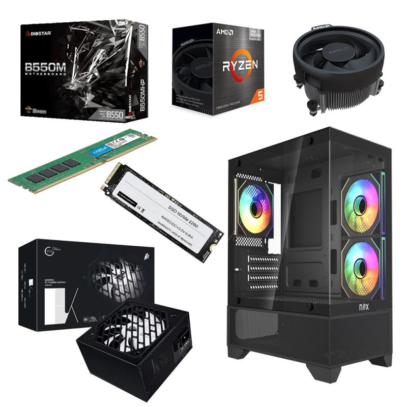 Unite Gamer RYZEN 5-5650G/CM B550 DDR4 /RAM DDR4 16G 2666Mhz/ NVMe 512GB/PSU 550W BLACK/ Case NOX PHANTOM BLACK